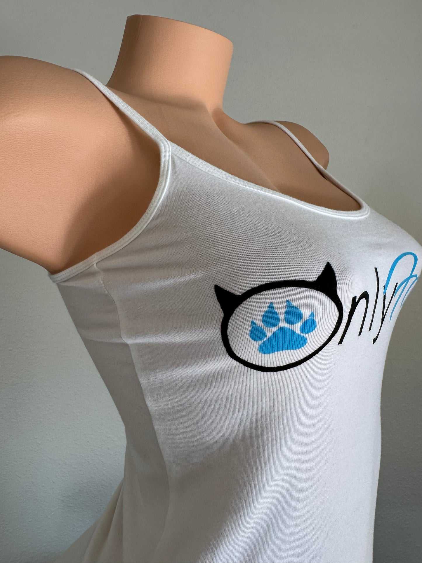 OnlyFangs White Spaghetti Strap Tank Top