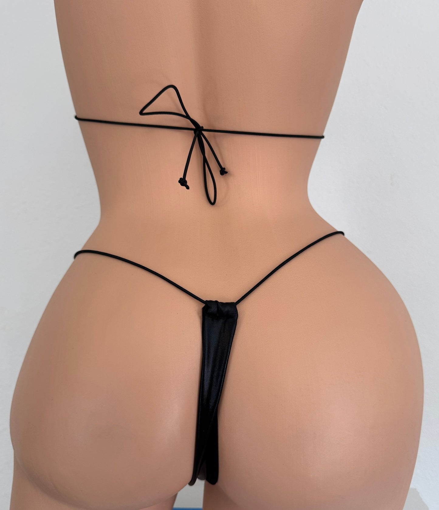 Black Vinyl-Look Microkini - One Size Fits All