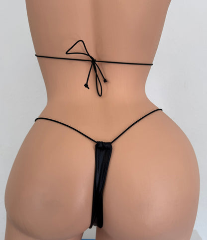 Black Vinyl-Look Microkini - One Size Fits All
