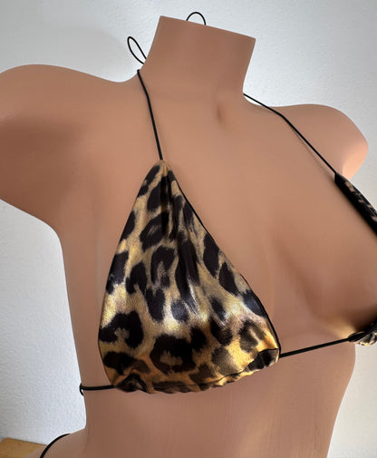 Foil Leopard Print Thong Microkini - One Size Fits All