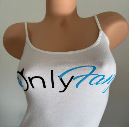 OnlyFangs White Spaghetti Strap Tank Top