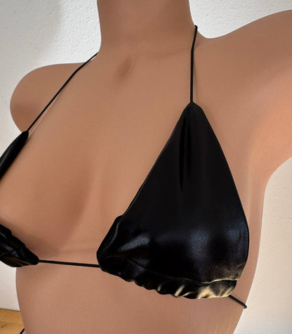 Black Vinyl-Look Microkini - One Size Fits All