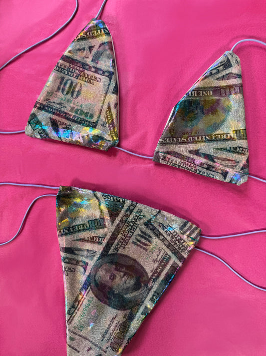 Bling Baby Holographic Dollar Bills Microkini - One Size Fits All