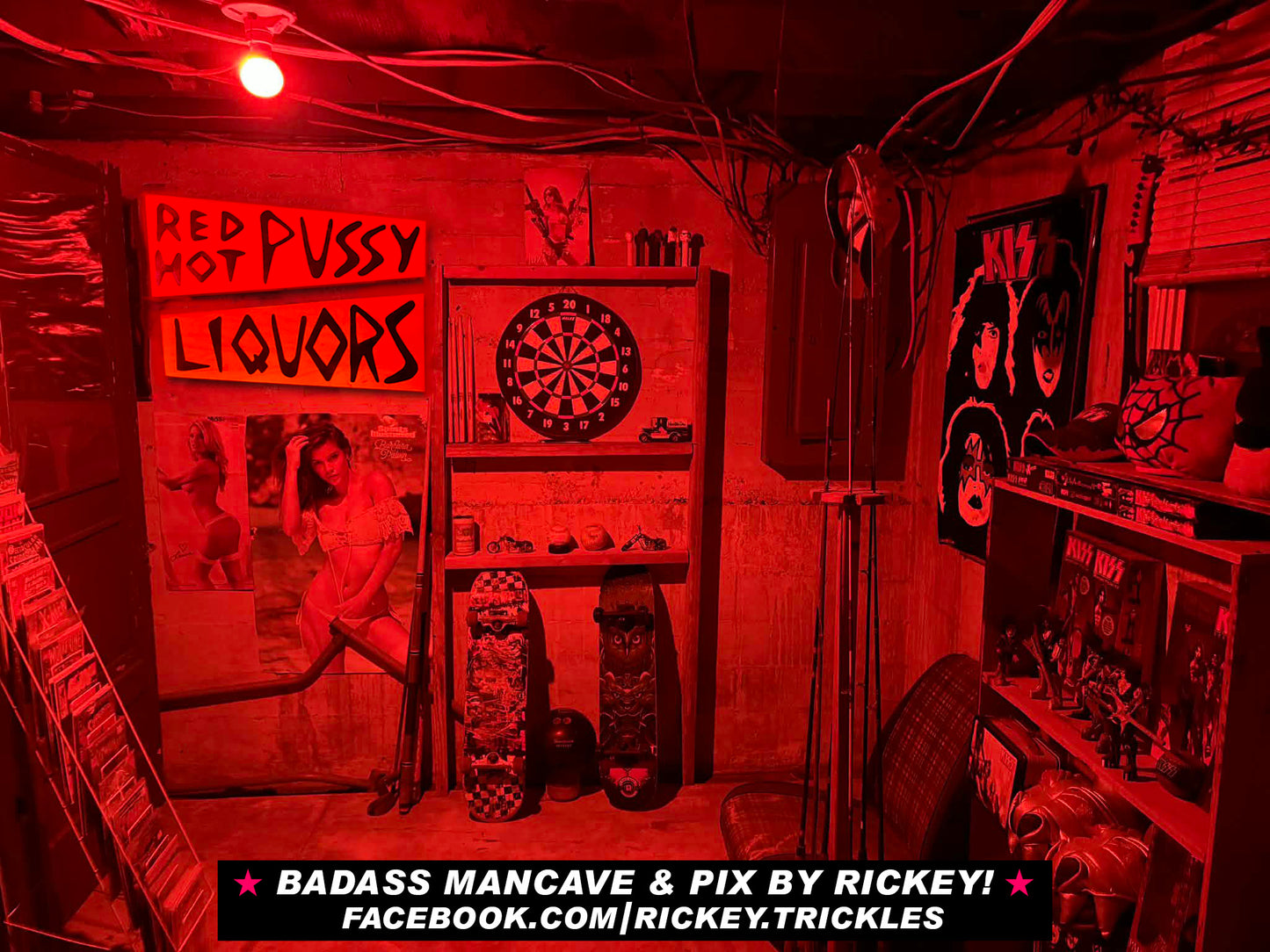 Red Hot Pu$$y Liquors Blacklight Responsive Wooden Sign